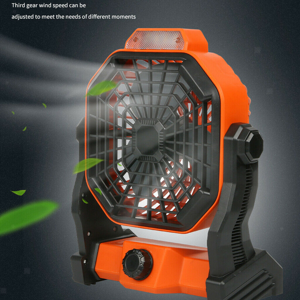 USB Solar Power Fan LED Light 3-Balde Tabletop Desk Fan for Travel Fishing