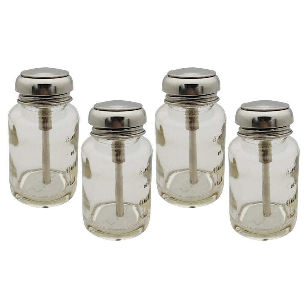 4x Empty Press Bottles Nail PolishMakeup Remover Dispenser Vials Container