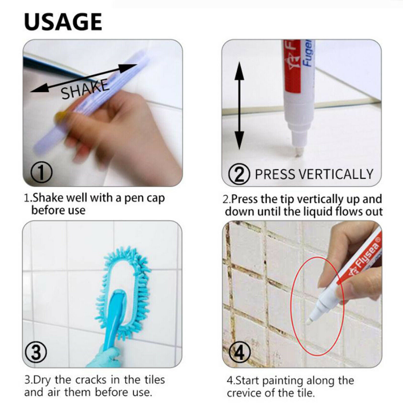 5x Tile Grout Marker Bathroom Kitchen Wall Floor Repair Colorfast Line Pen