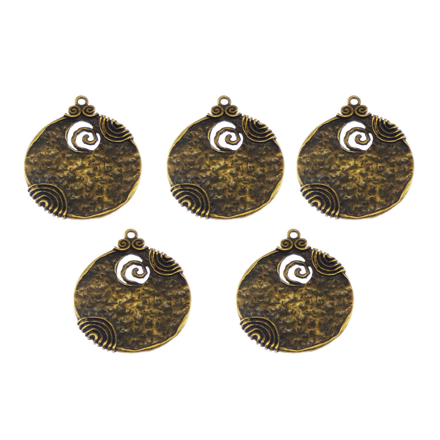 6 pcs Antiqued Bronze Alloy Swirl Pendant Charm Alloy Jewelry Dangle 52*44*3mm