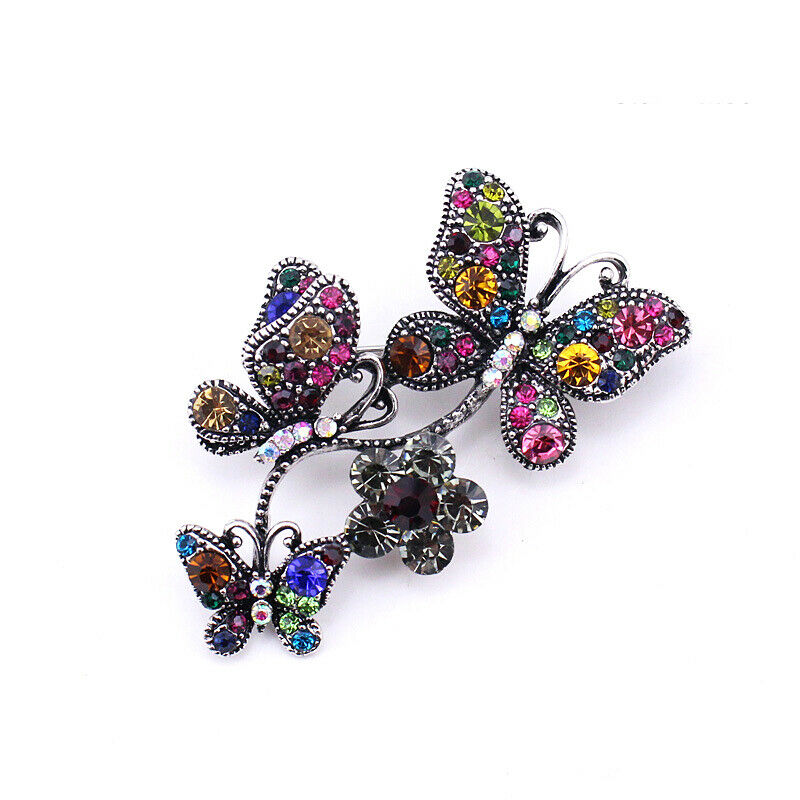 Fashion Colorful Crystal Butterfly Brooch Pins Collar Lapel Badge Retro J.l8