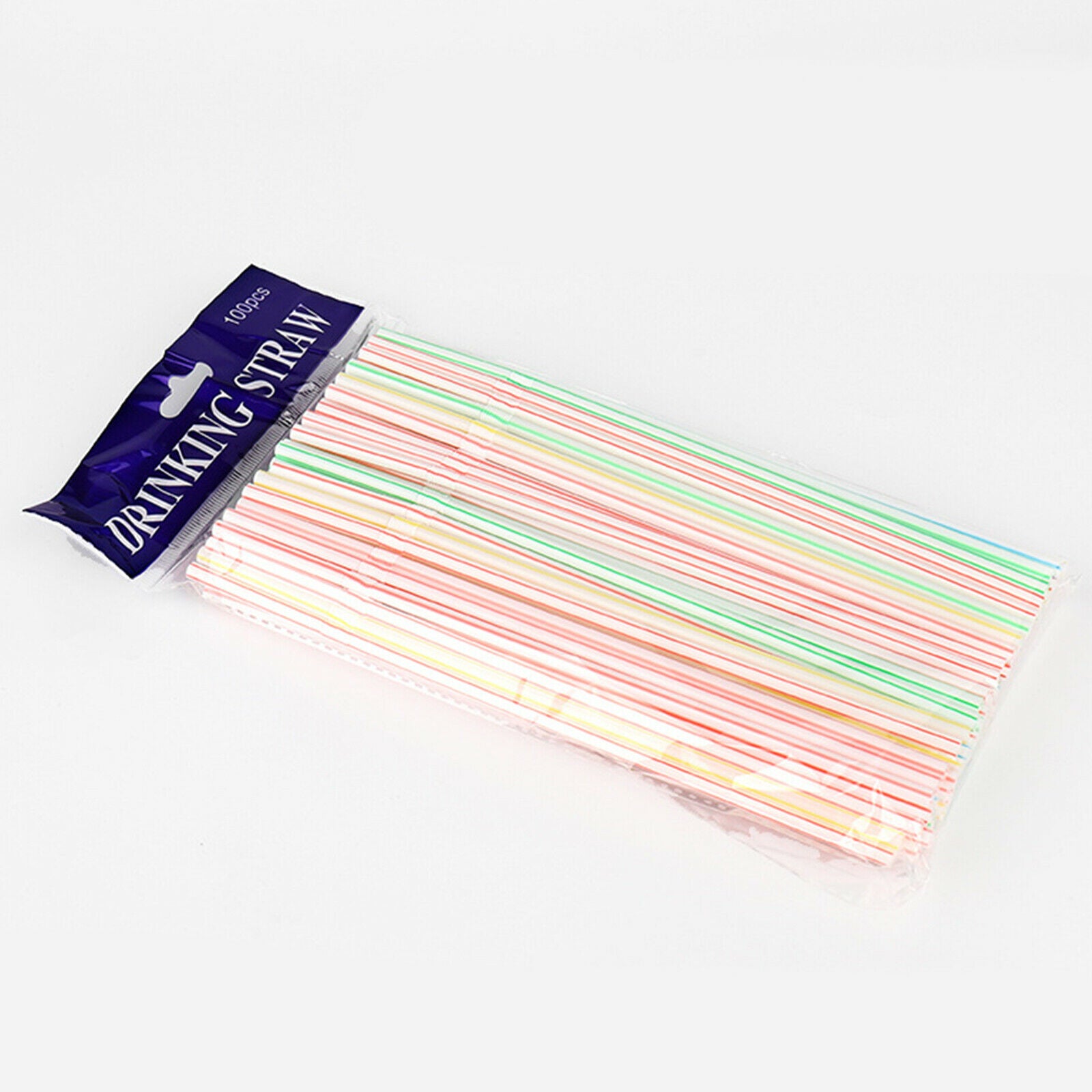 100 Pieces 100 Pack Plastic Disposable Drinking Straws Bendy Stripped Straws