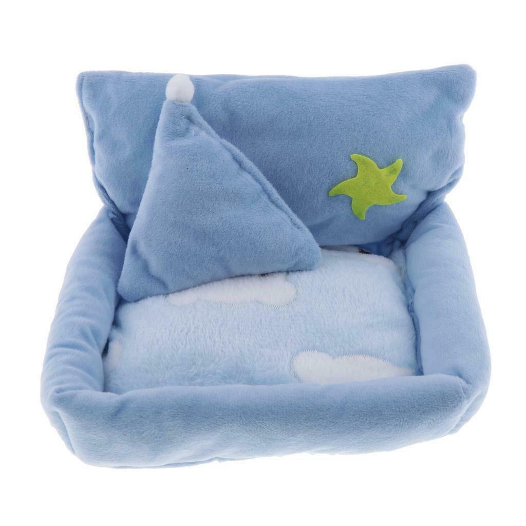 Hamster Squirrel Bed Plush Cushion Soft Comfortable Mattress 22x20cm Blue