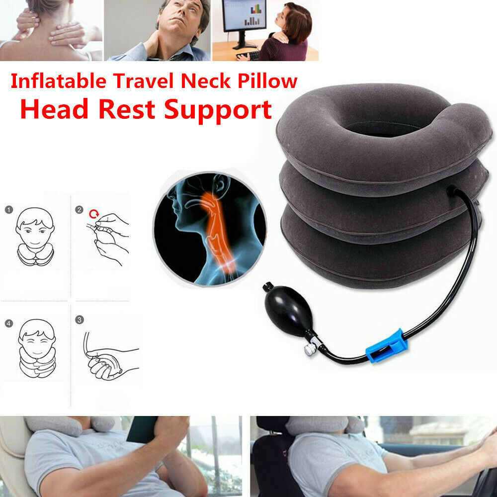 Car Office Inflatable Travel Cervical Air Neck Pillow Head Rest Shoulder Support
