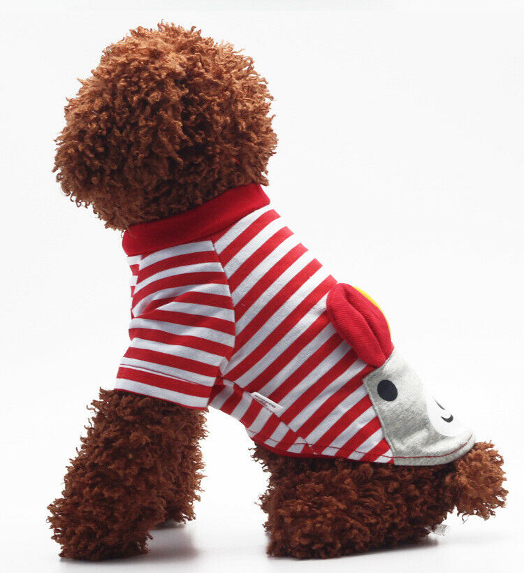 Pet Puppy Small Striped Dog Cat Vest T-Shirt Summer Apparel Clothes Red M