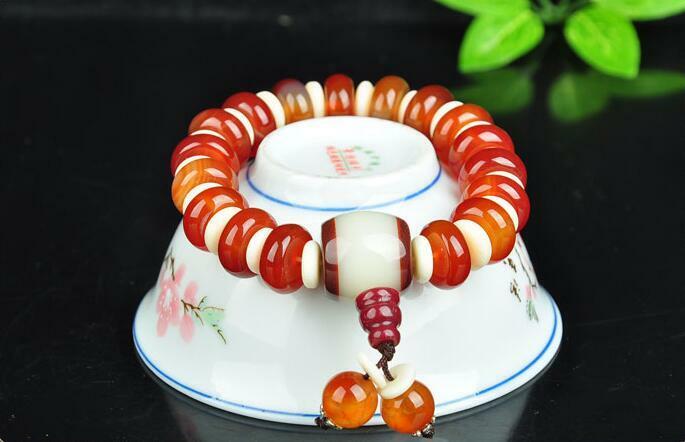 Fashion hand-knitted natural agate chalcedony beads elastic bracelets bracelets
