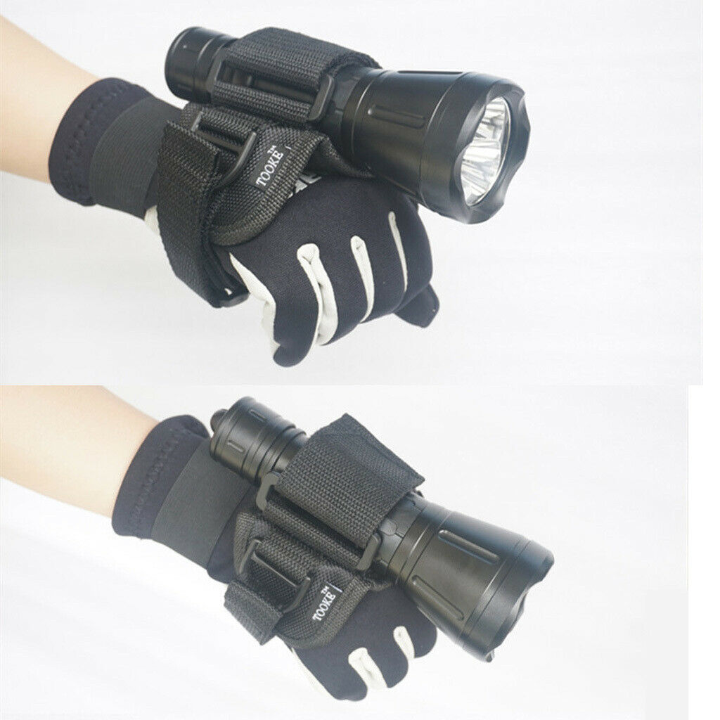 Diving Flashlight Holder Torch Hand-free Glove Strap Underwater Accessories