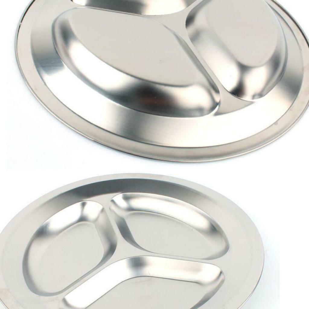 Round 201 Stainless Steel Divided Plates for Kids Picnics Portion Control