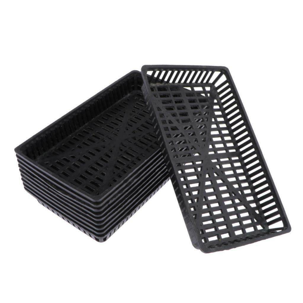 10x Pot Aquatic   Plant Grass Water Grow Baskets Baskets Plastic Black For