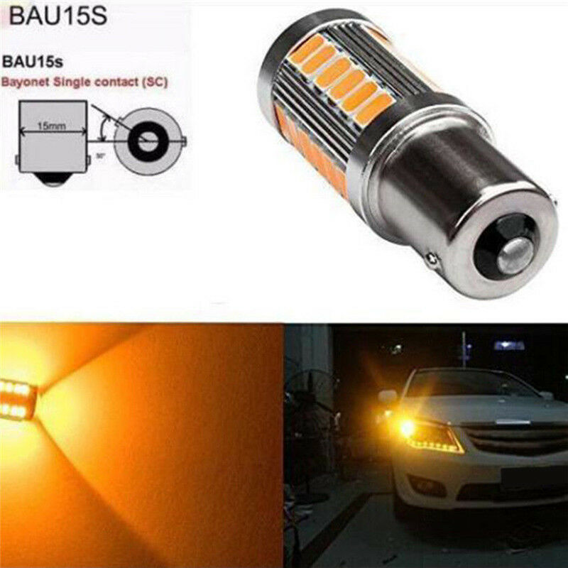 2Pcs Amber P21W 1156 Ba15S Led Bulb 5730 Smd Super Bright Car Light HxQ SJ