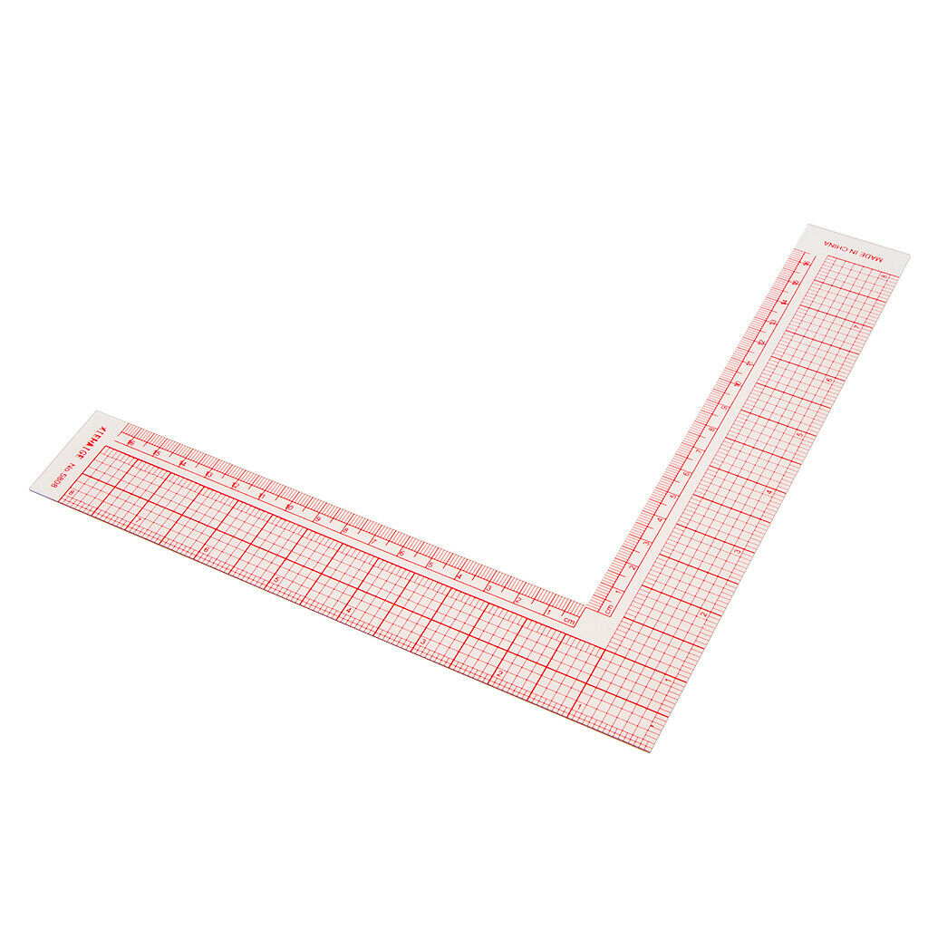 Plastic L-Square Ruler Inch and Metric Ruler Garment Pattern Ruler Craft