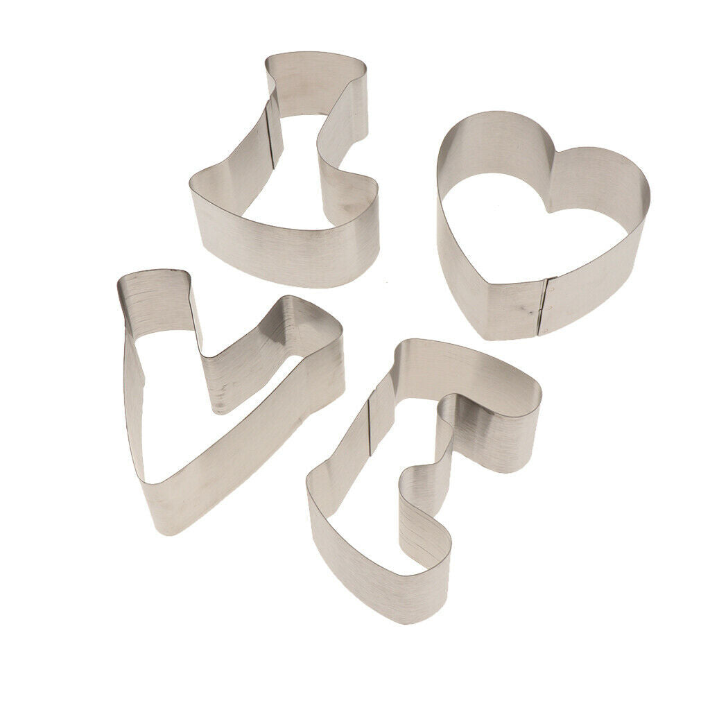 4pcs Cookie Biscuit Cutter DIY Stainless Steel Moulds Baking Tools LOVE