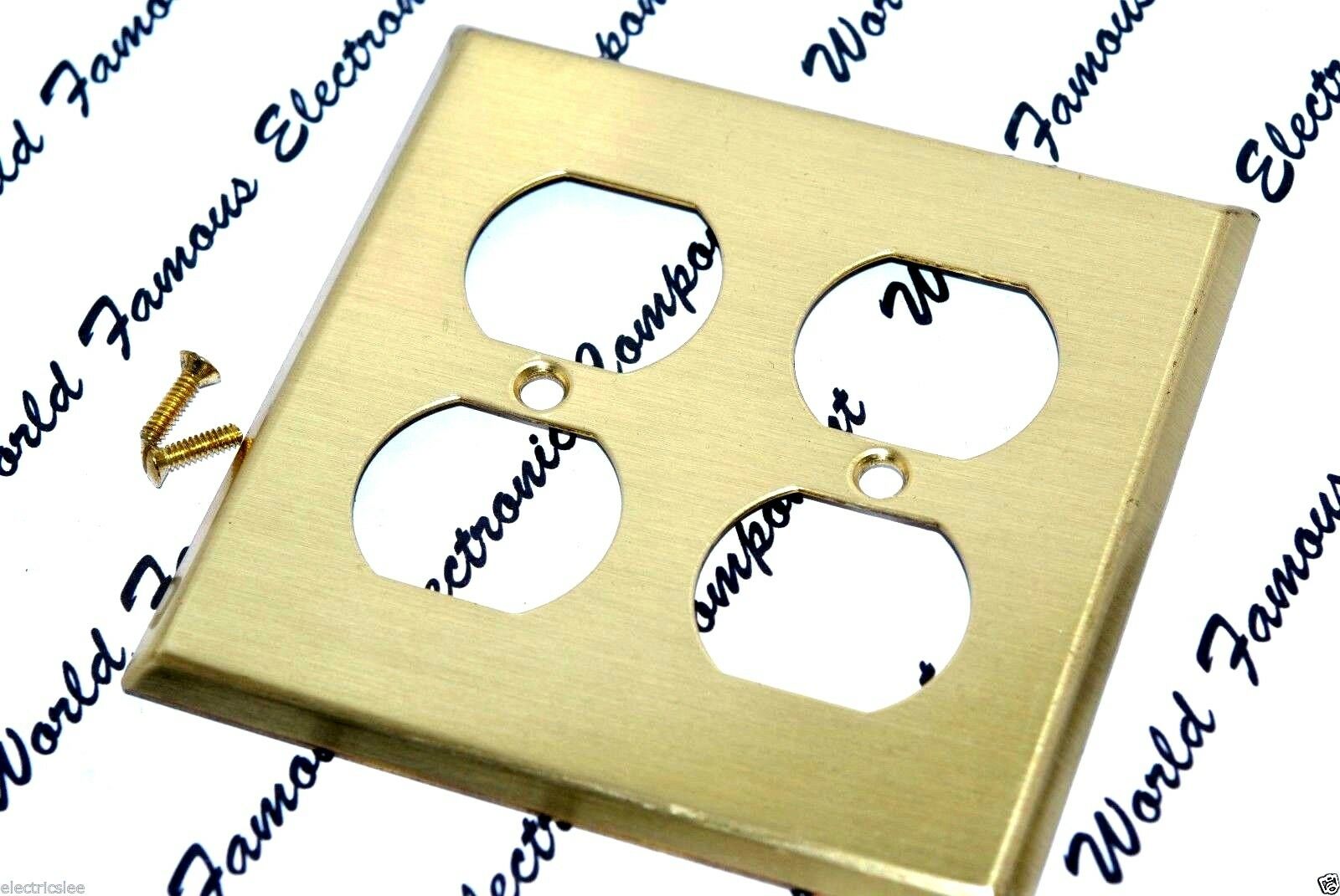 1pcs-COOPER 94102 Brass Duplex Receptacle Standard Size Wallplate 2-Gang