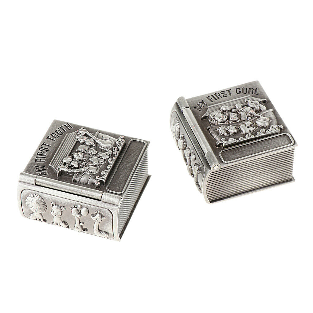 Baby First Curl and First Tooth Keepsake Box for Kids Metallic Engraved
