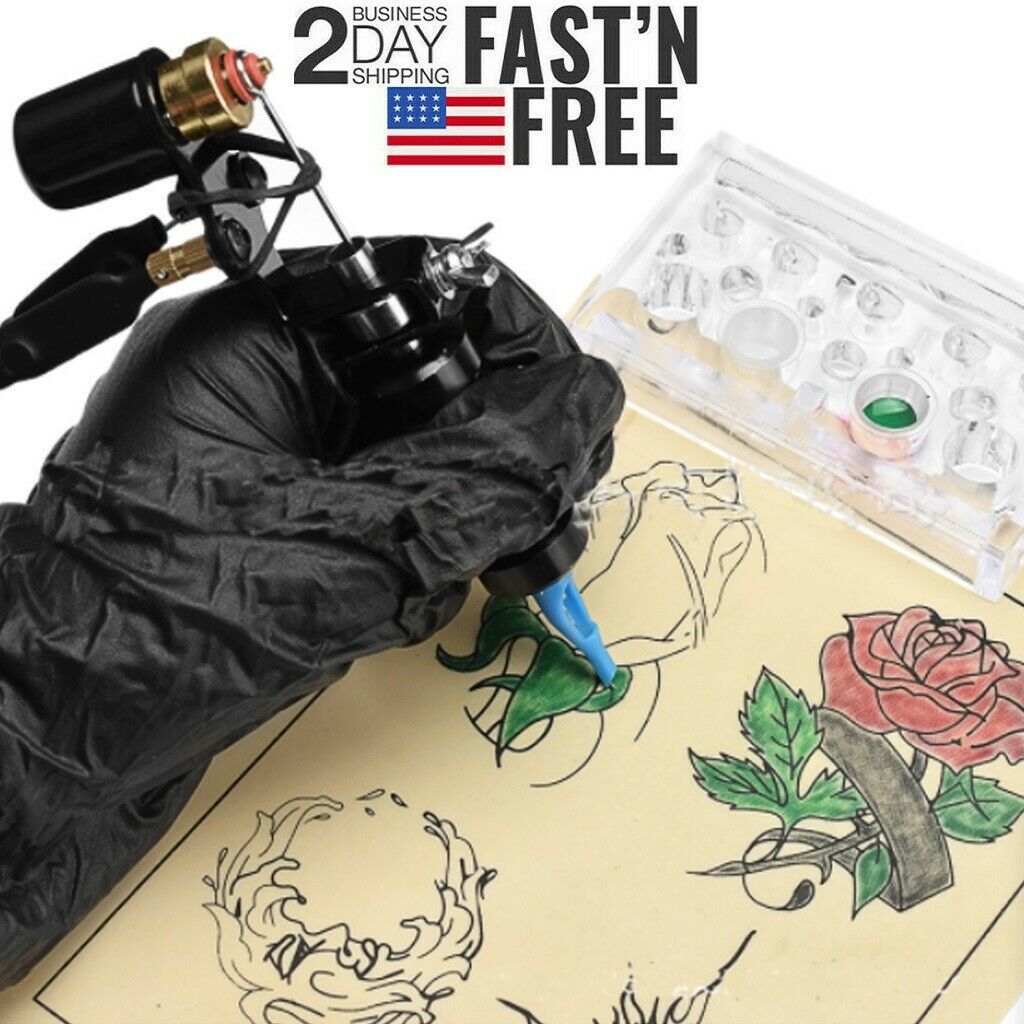 Beginner Rotary Tattoo Machine Motor Gun Needle Pigment Shader Completely Kits
