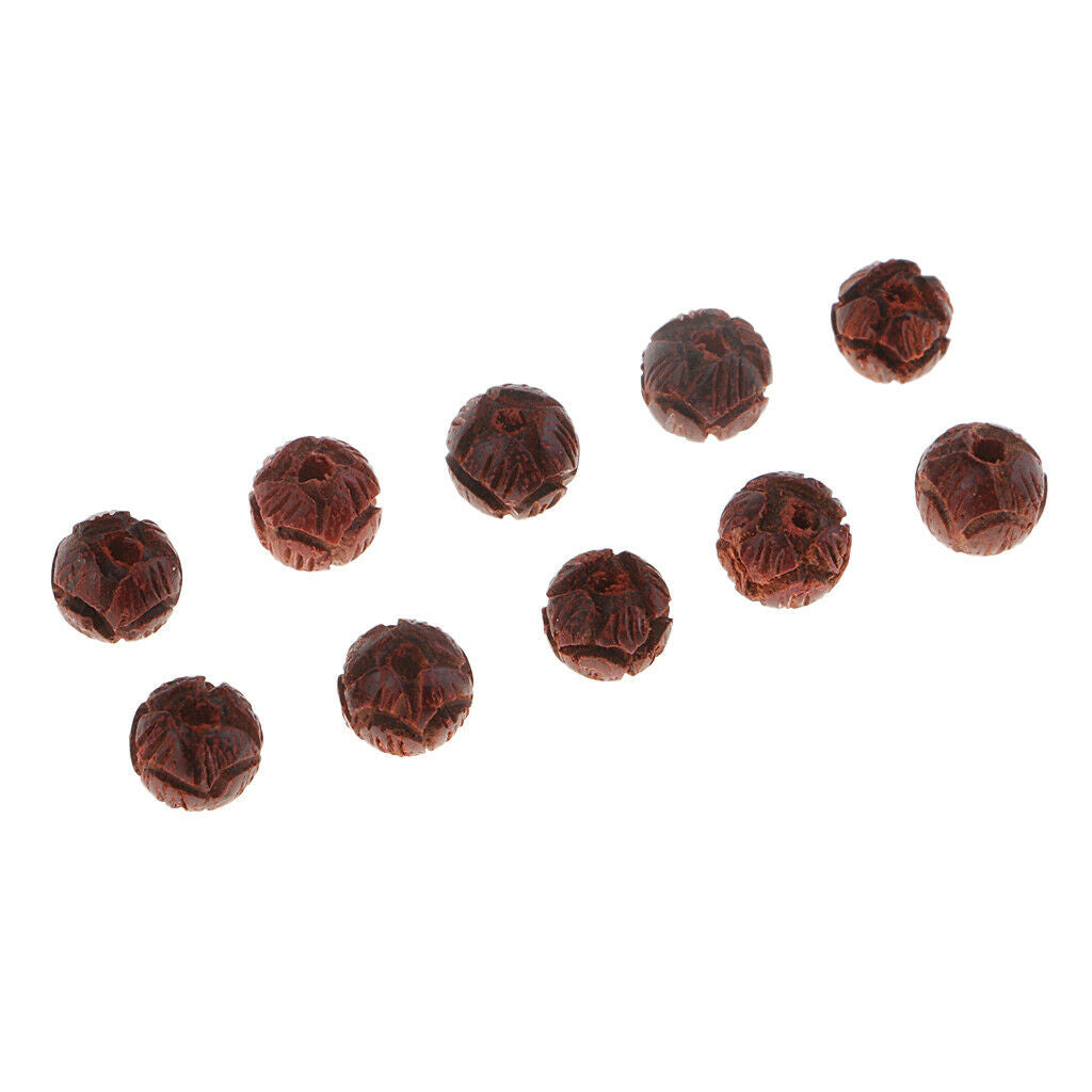 6mm Sandalwood Carved Lotus Wood Mala Beads Bracelet DIY Jewellry Findings