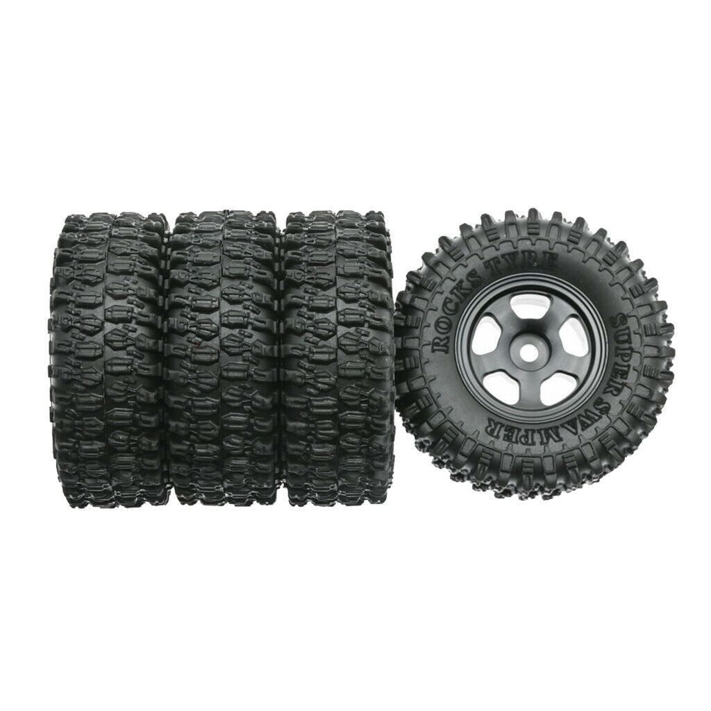 Pieces 1:2Wheel Tires Tyres for Axial SCX2RC Crawler Cars Vehicles Black