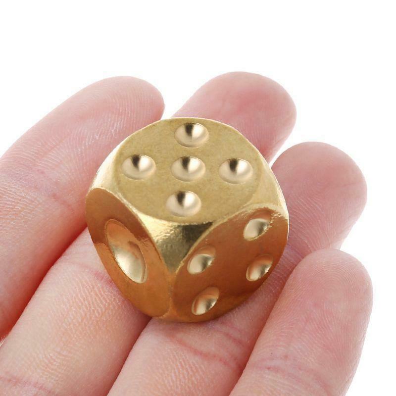 1pc Solid Polished Brass Dice 20mm Metal Cube Copper Poker Bar Board Game Gift