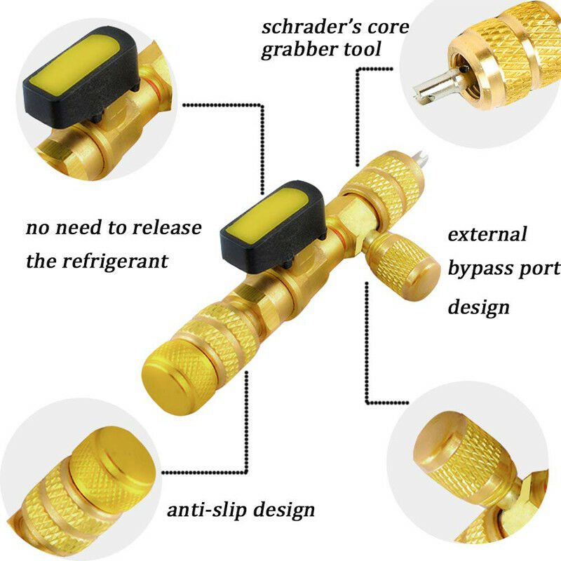 2in1 1/4" 5/16" booth Valve Core Removal Install Tool for R22 R410A R404A R407C