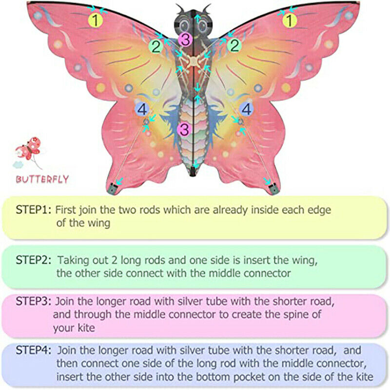 Beautiful Butterfly Kite For Outdoor Games & Activities Single Line Kite Ki_DD