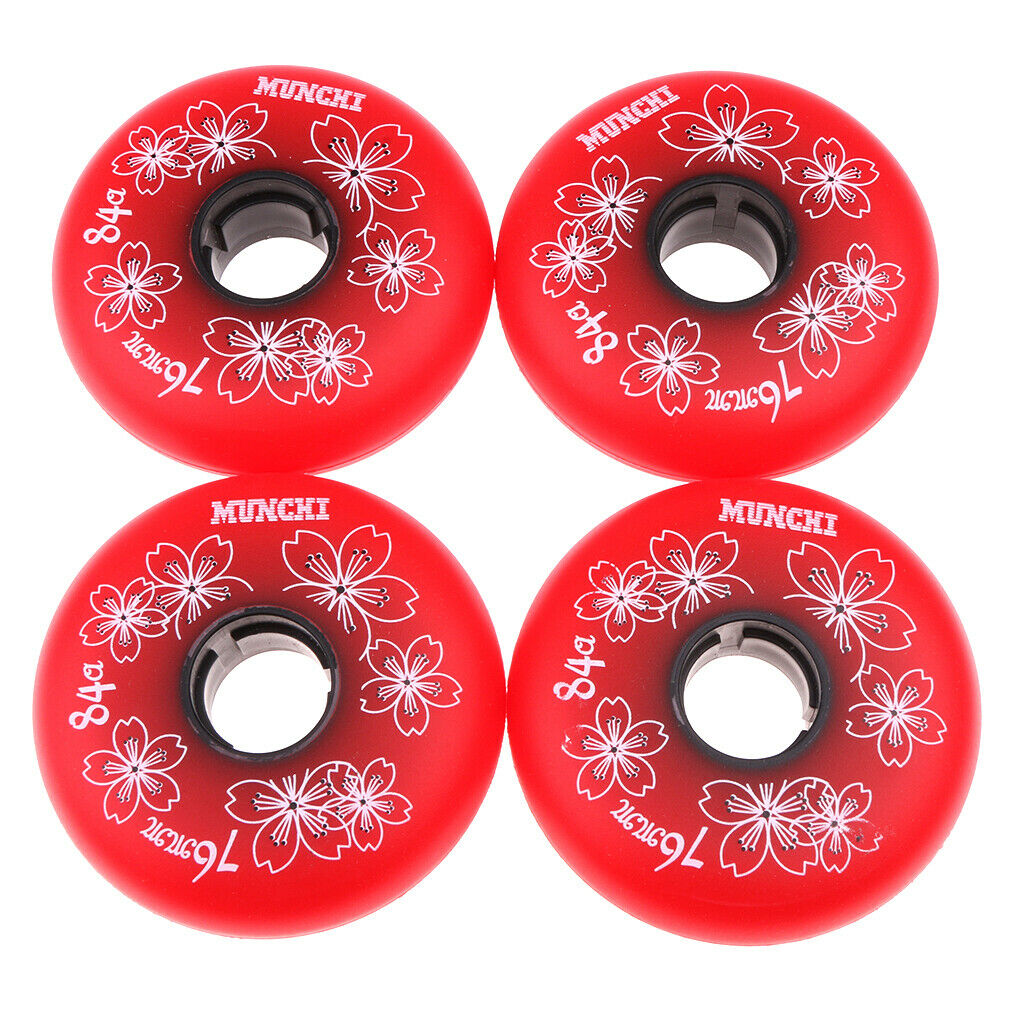 2X 4 Pieces Inline Roller Hockey Fitness Skate Replacement Wheel 84A 76mm Red