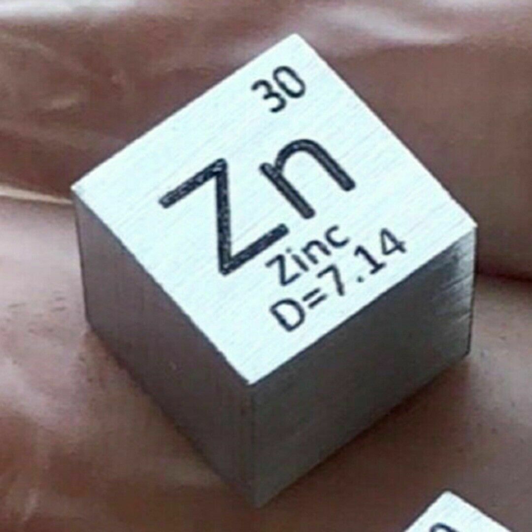 99.99% High Purity Zinc Zn 10mm Metal Carved Element Periodic Table