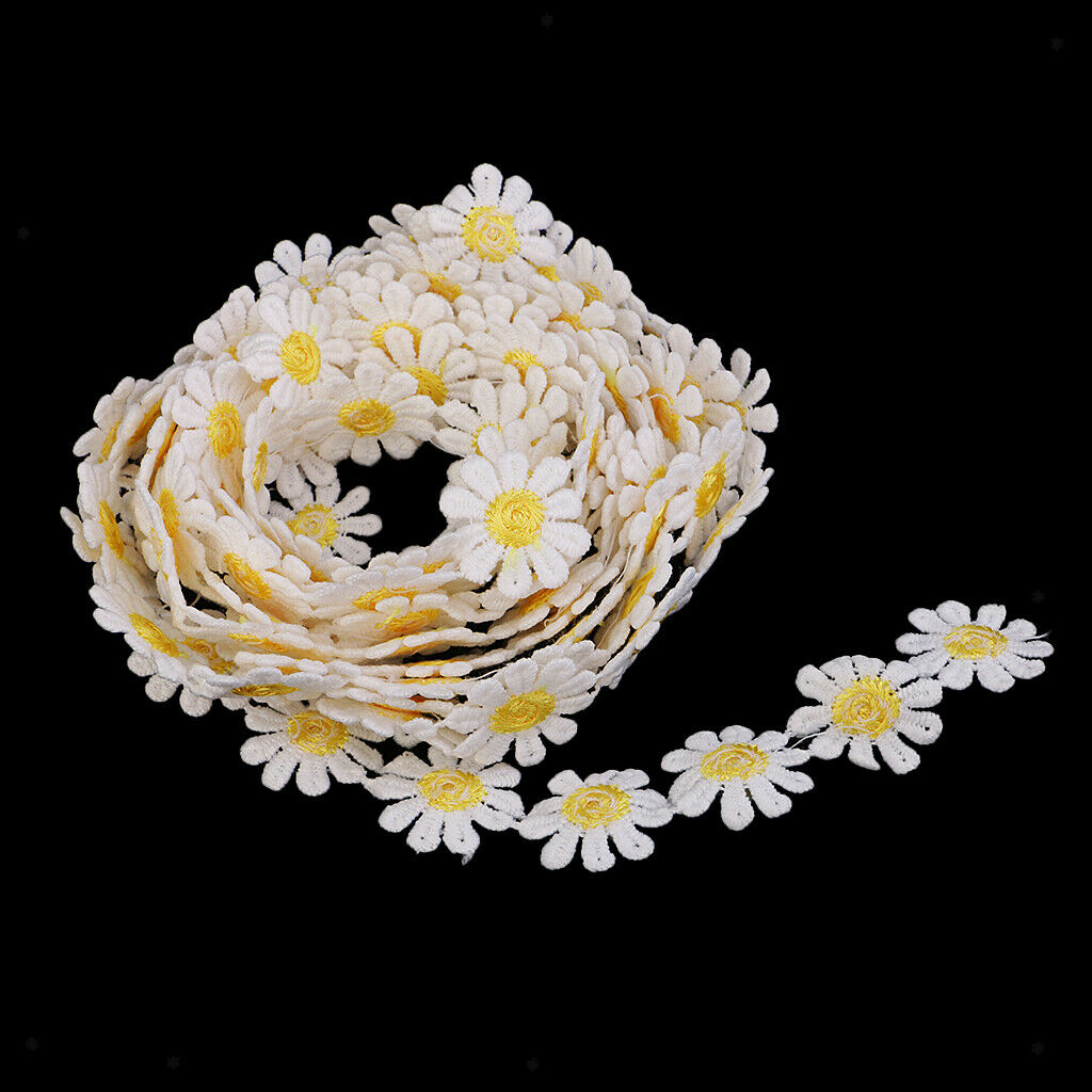 3X 3Yard Daisy Flower Lace Trim Ribbon Applique Craft DIY Cloth Ornaments