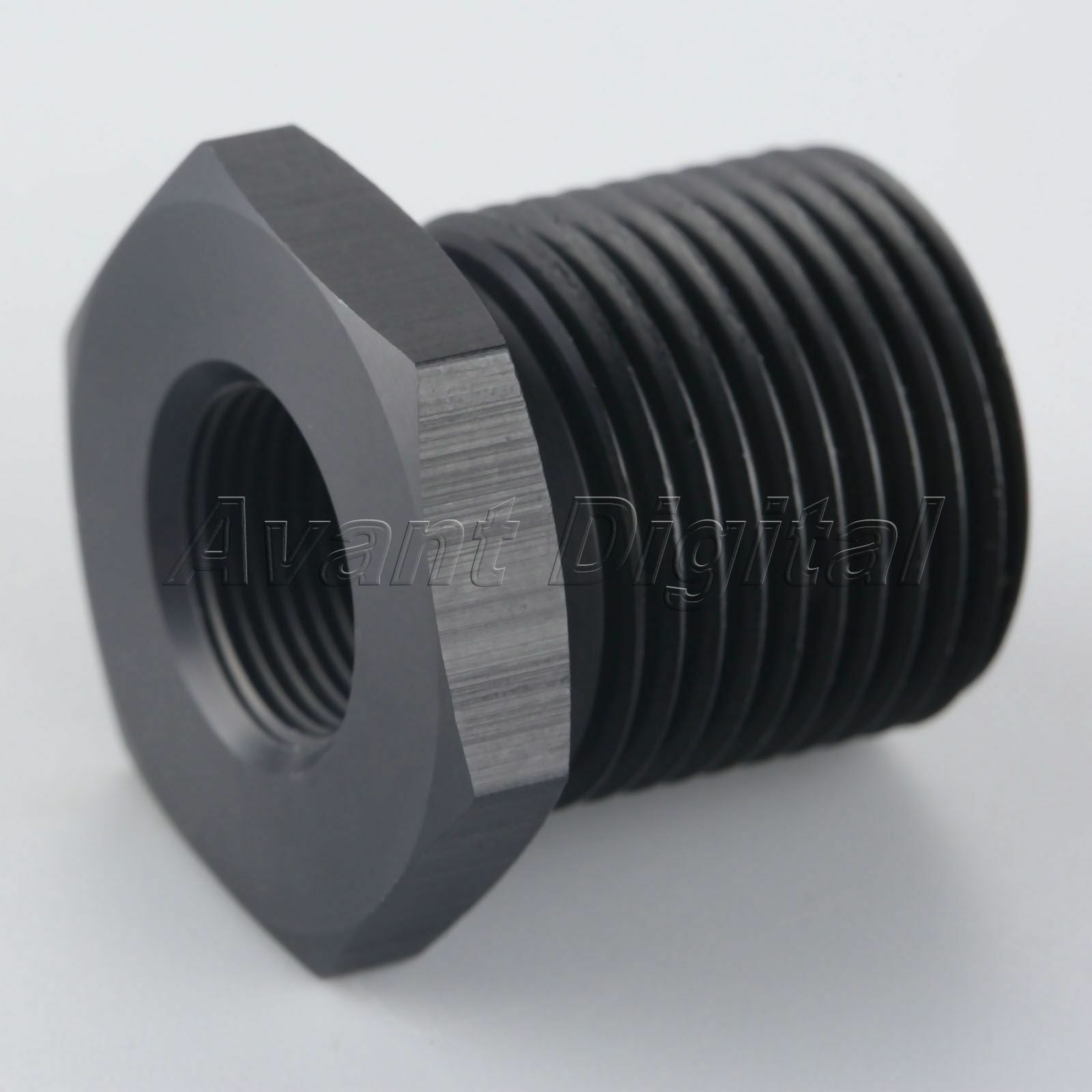 Aluminum Automotive Oil Filter Threaded Adapter 1/2-28 to 3/4-16 Black Anodized
