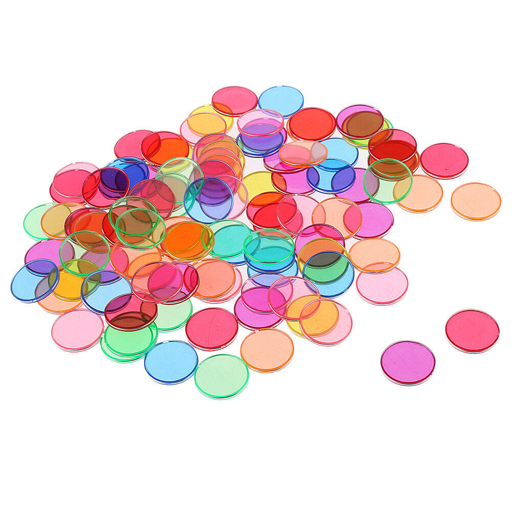 100x Plastic Round Chips Disc Metal Edge for Kids Educational Learning Toys