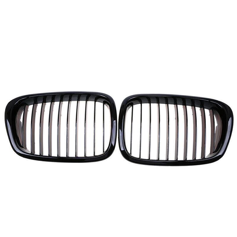 Pair Fit For BMW 5-Series E39 Sedan 1995-2003 Black Front Bumper Kidney Grilles