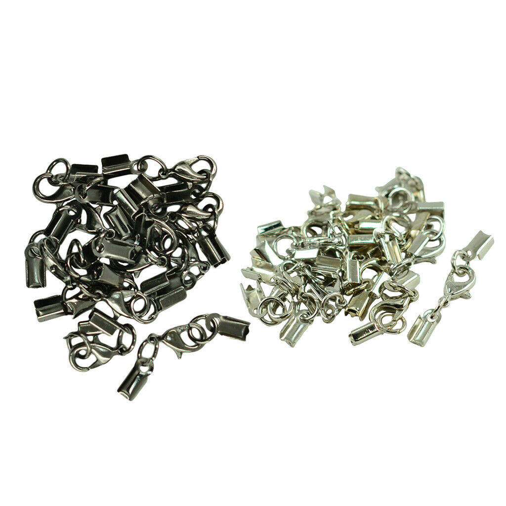 24 Sets Brass Wire Cord Ribbon Crimp Ends Clasp 12mm DIY Jewelry Findings
