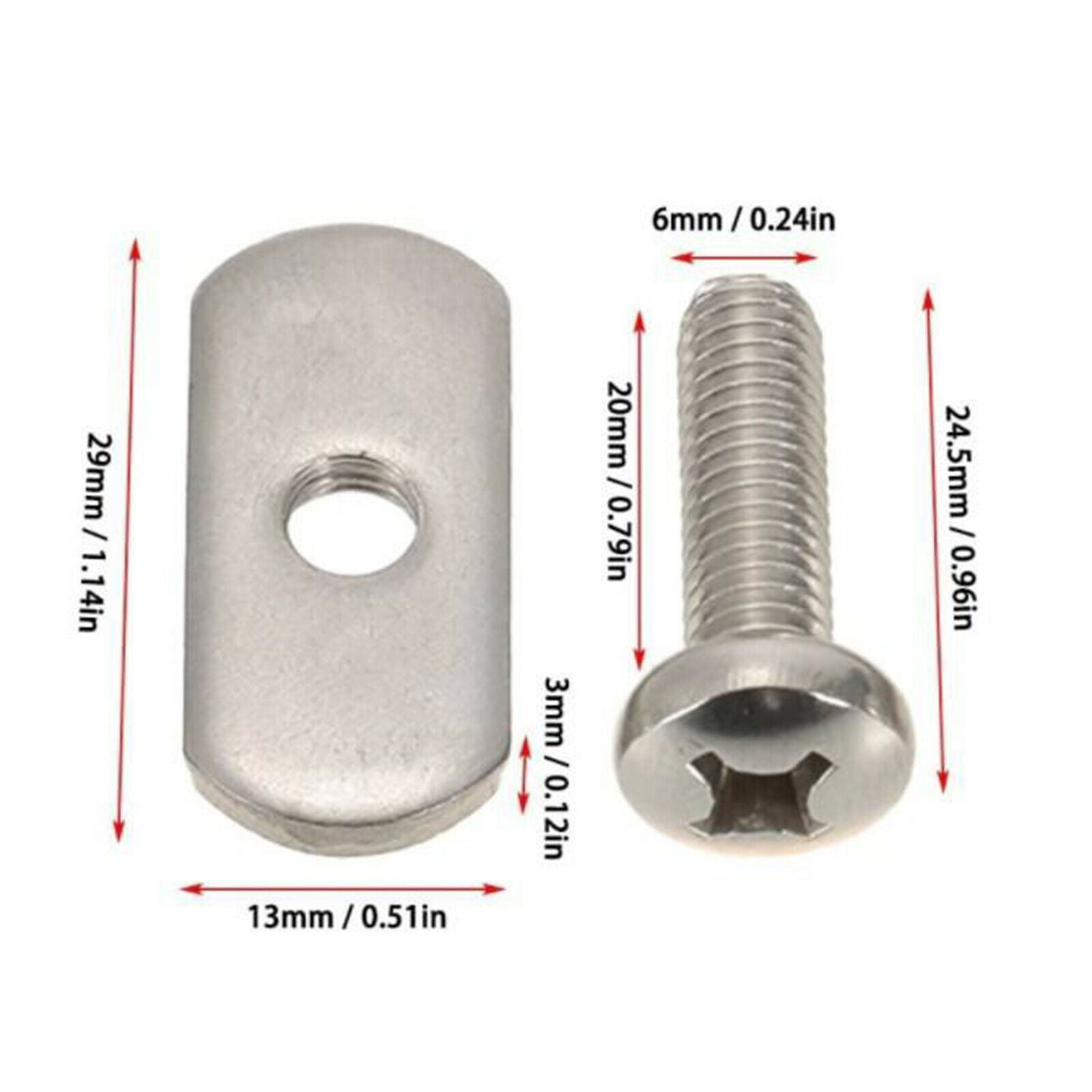 4x Kayak Screws Track Nuts Rail/Track Hardware Mounting Kayaker Universal