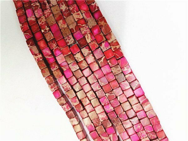 1 Strand 6x6mm Rose Sea Sediment Jasper Cube Spacer Loose Beads HH7625