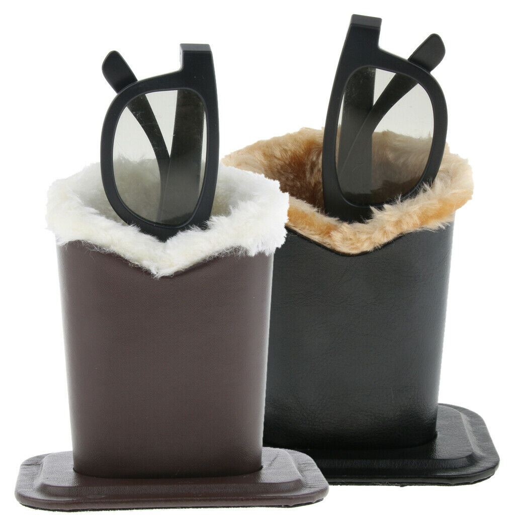 2 Pieces Anti-Scratch PU Upright Desktop Storage Case Plush Lining Eyeglass