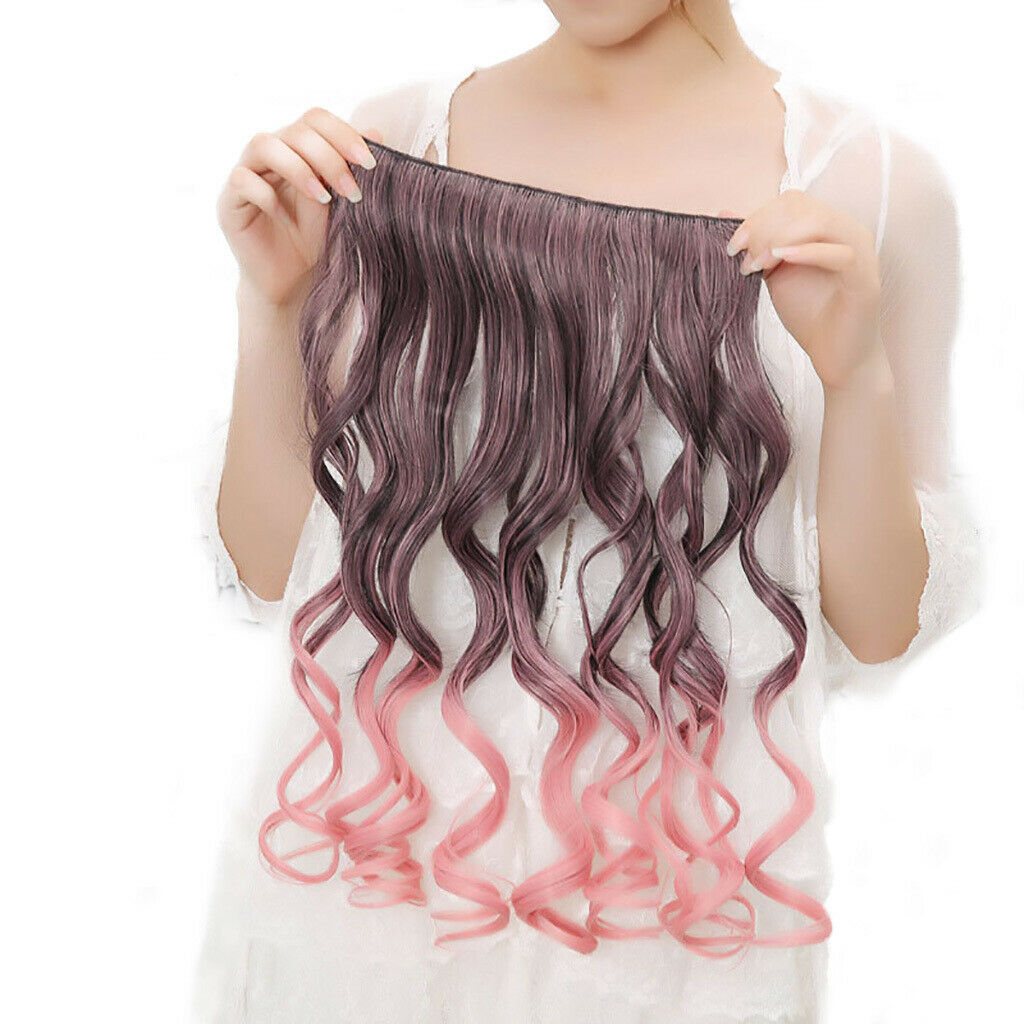 Beauty 24" Synthetic Curly Two Tone Ombre Hairpiece Clip in Hair Extensions