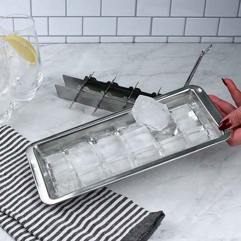 Lever-Style Ice Tray, 2 in 1 Stainless Steel Ice Making Mold and Ice Cracker XE2