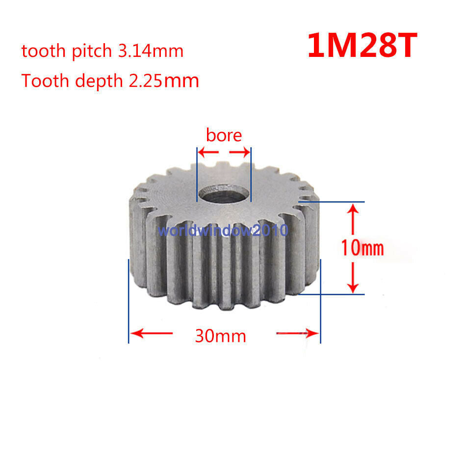 1M28T 1Mod 28T Spur Gear 45# Steel Pinion Gear Reference Diameter 30mm