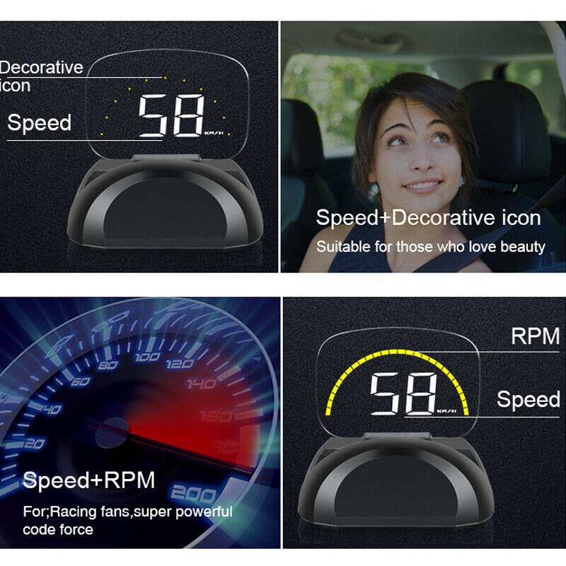 Folding Auto Car OBD2 HUD Mirror Head Up Display Speed Projector RPM Temperature