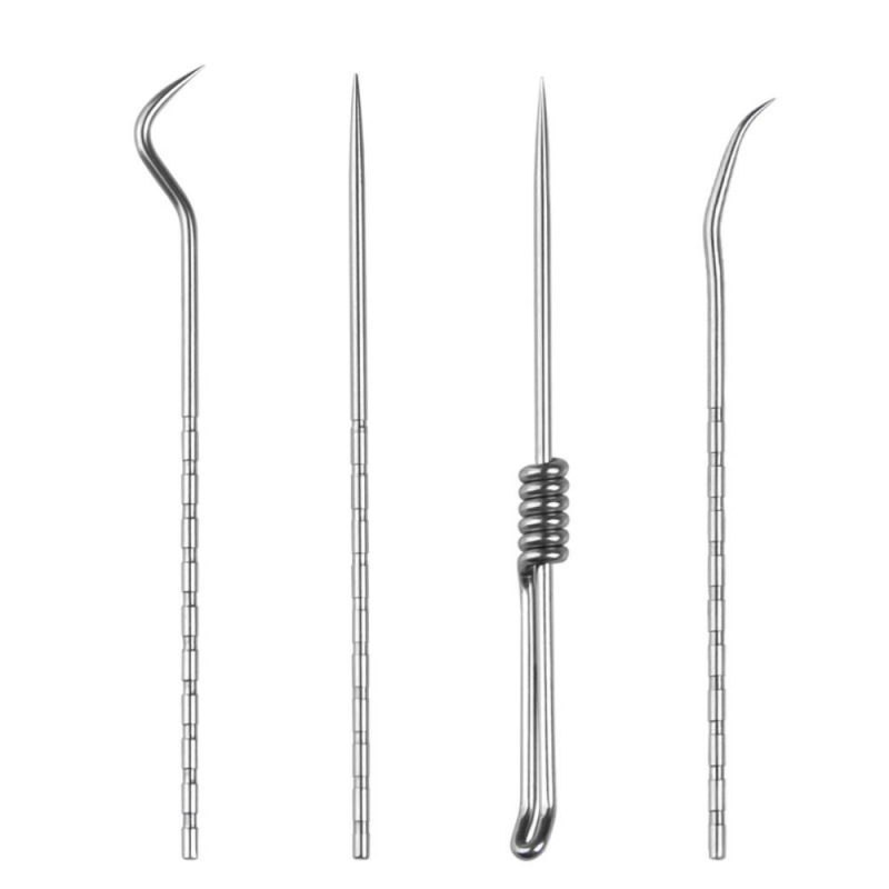 5pcs Stainlesss Steel Portable Toothpick  Care + Toothpick Holder Tool Set