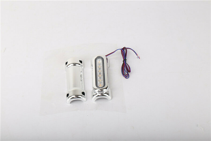 Chrome Motorcycle Highway Bar Switchback Driving Light White Amber LED Crash Bar
