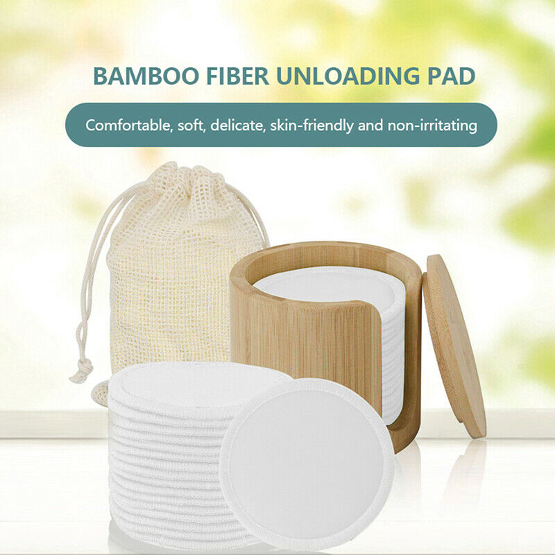 1Set Makeup Remover Pads Reusable Cotton Bamboo Fiber Pads Nursing Skin CleaniI7