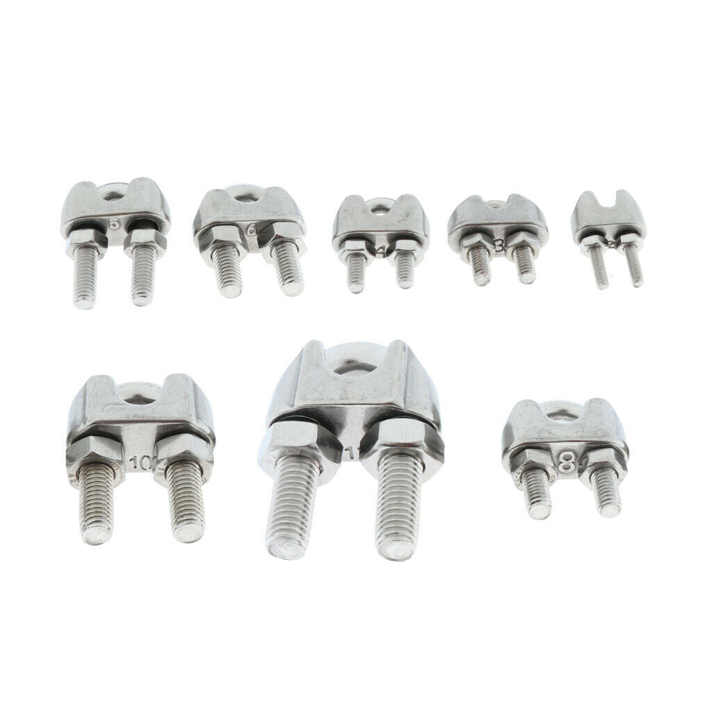 5 Pieces Stainless U-Shape Bolt Saddle Clamps Cable Clips for Wire Rope 2mm