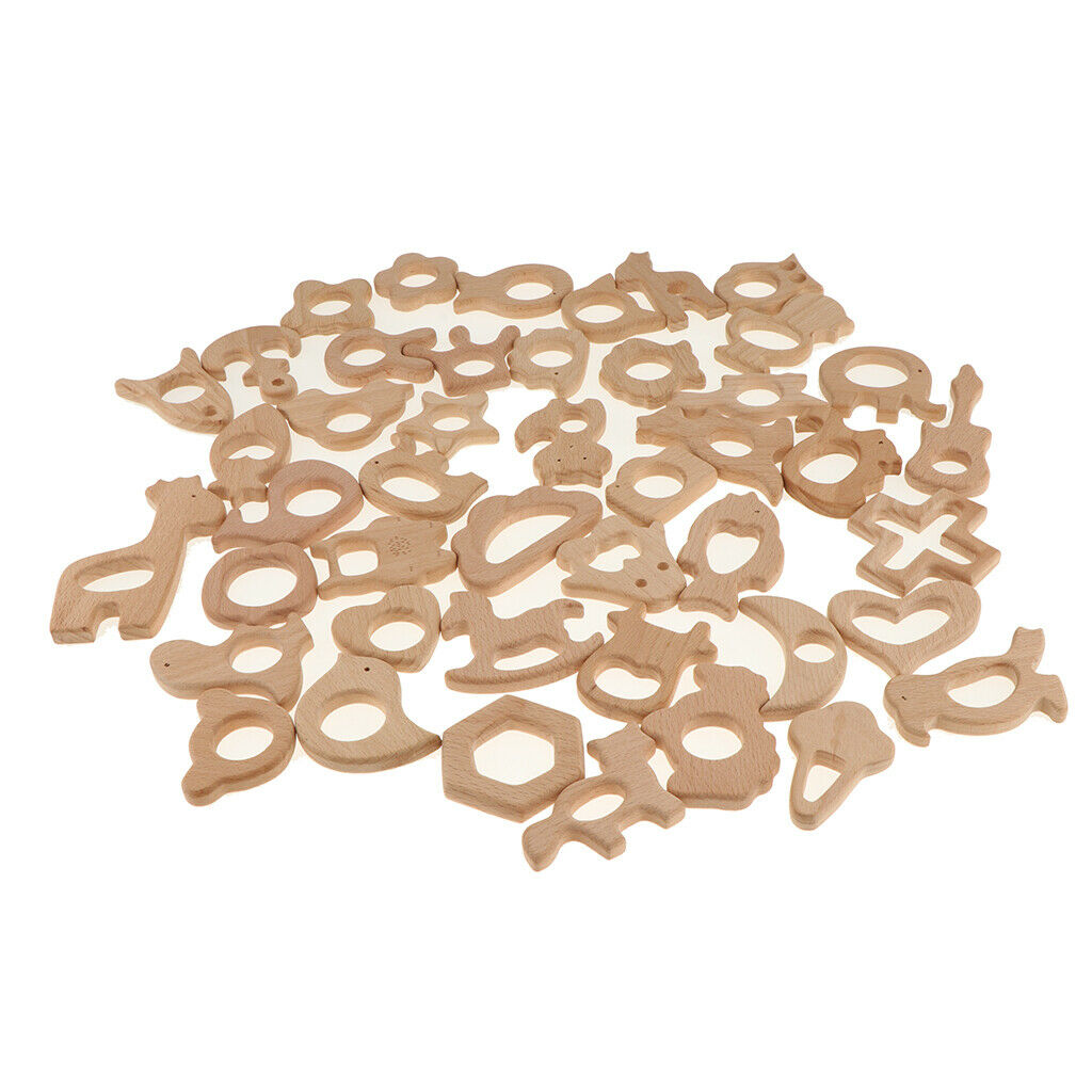 40 Pieces Wooden Teether Children Teething Toys, Baby Care Jewelry -Multiform