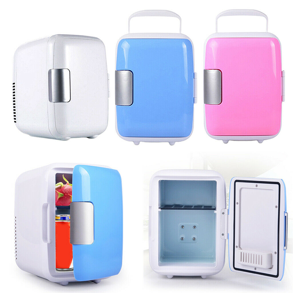 4L Mini Car Fridge Makeup Storage Refrigerator Warmer Portable Compact Blue