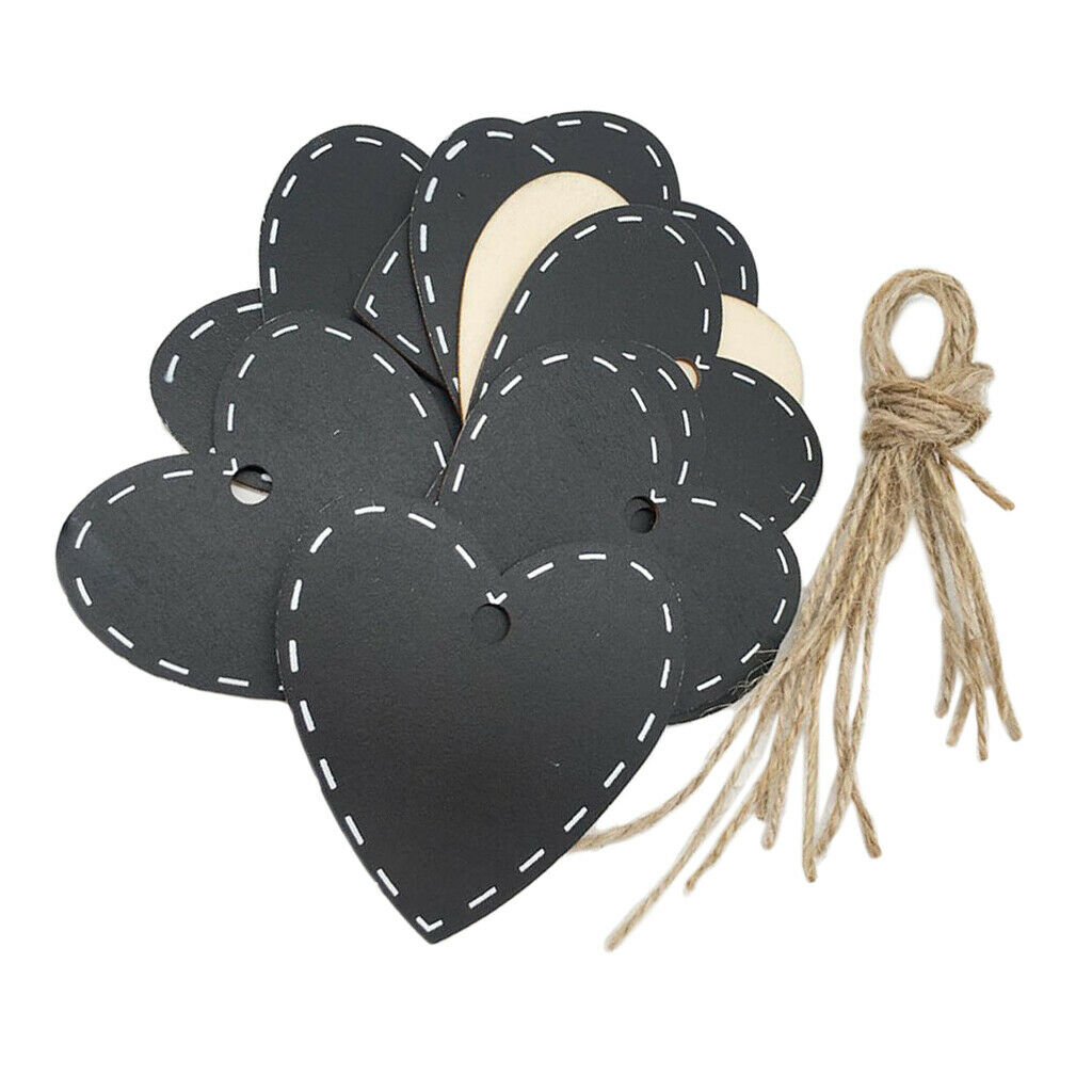 10pack Wooden Heart Mini Blackboard Chalkboard Memo Board Tags Message Signs