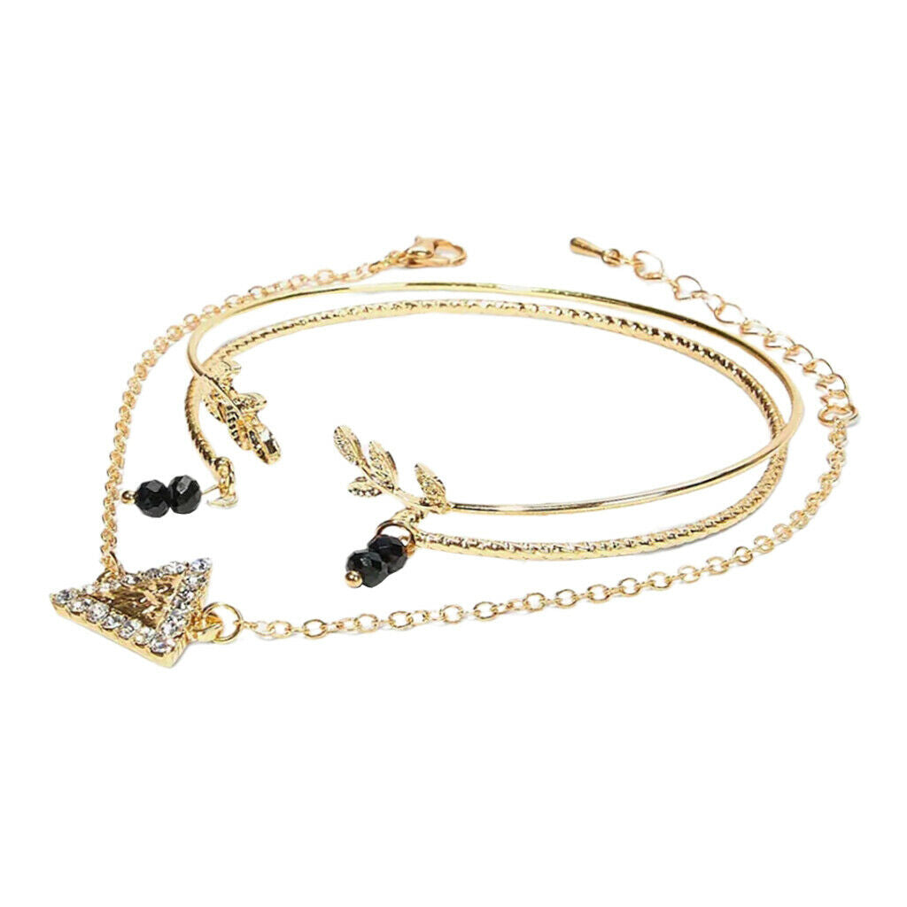 Multilayer Leaf Zircon Crystal Bracelet Adjustable for Woman Girl Jewelry