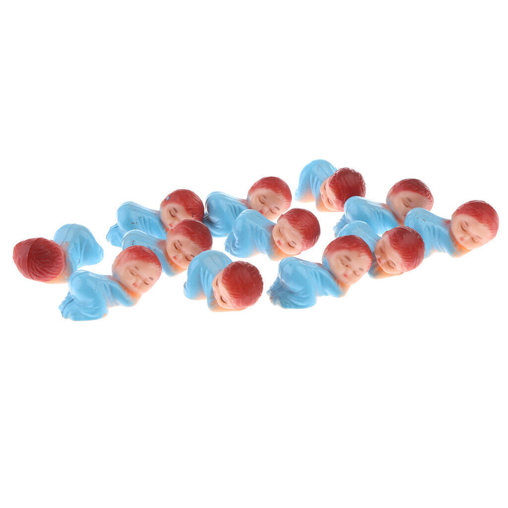 24 Pieces Mini Sleeping Baby Figures Baby Shower Favor Party Bag Filler blue