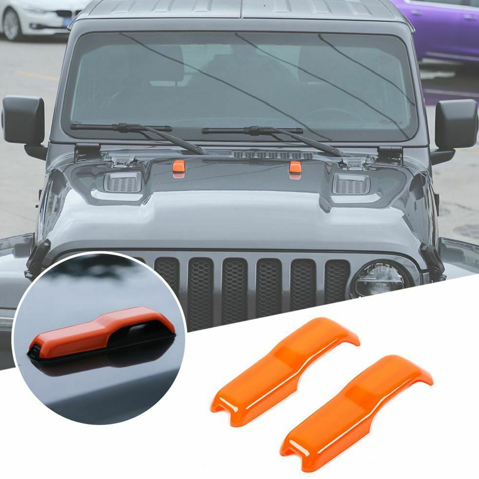 Engine Hood Hinge Cover Trim Accessories for 2018+ Jeep Wrangler JL JT Orange