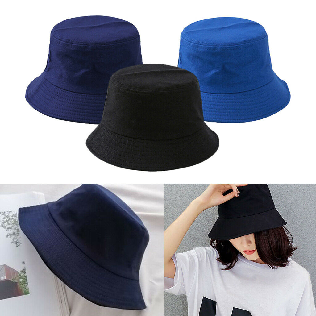 3pcs Bucket Hat Unisex Solid Fisherman Sun Hat Outdoor Hip Hop Basin Hat