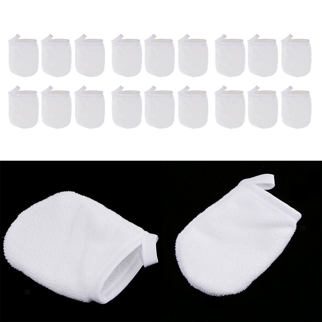 18pcs White Microfiber Makeup Removal Gloves Face Cleaning Cloth Towels